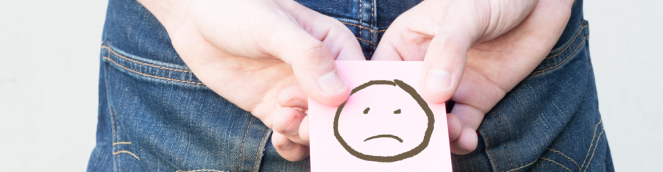 concept of hemorrhoids or diarrhea man deseas